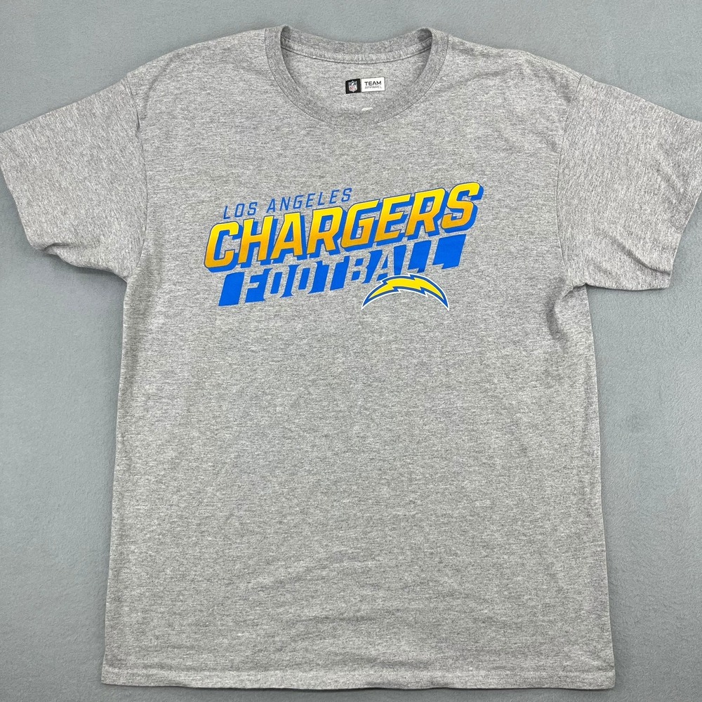 NFL Team Apparel Los Angeles Chargers Football Graphic T-Shirt Gray Mens Large